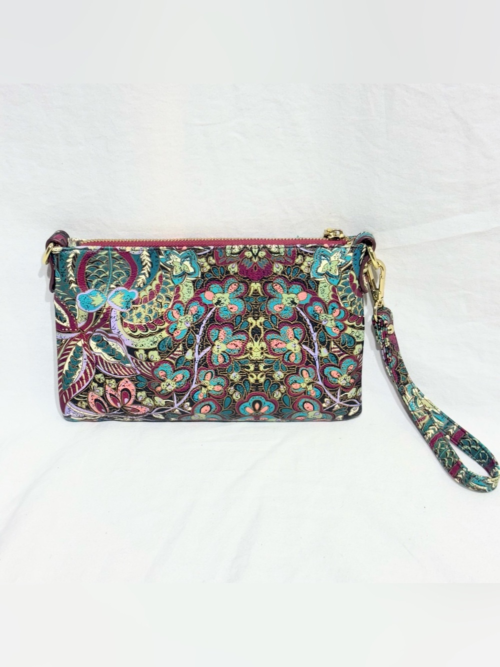 Coach 127755 Paisley-G Wristlet Clutch Multicolor Zip Pouch Small Bag